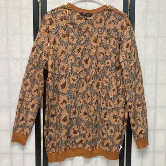 Long Sleeve Knit Open Cardigan Sweater Leopard Witty Fox Young Contemporary - Picture 6 of 12